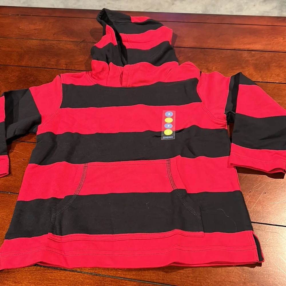 NWT Gymboree Shark Reef Red Navy Striped Hoodie Size 3